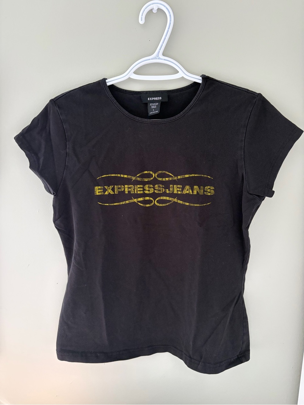 Express Black Tee with Gold "EXPRESS JEANS" Logo